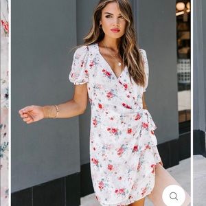 VICI white floral wrap dress